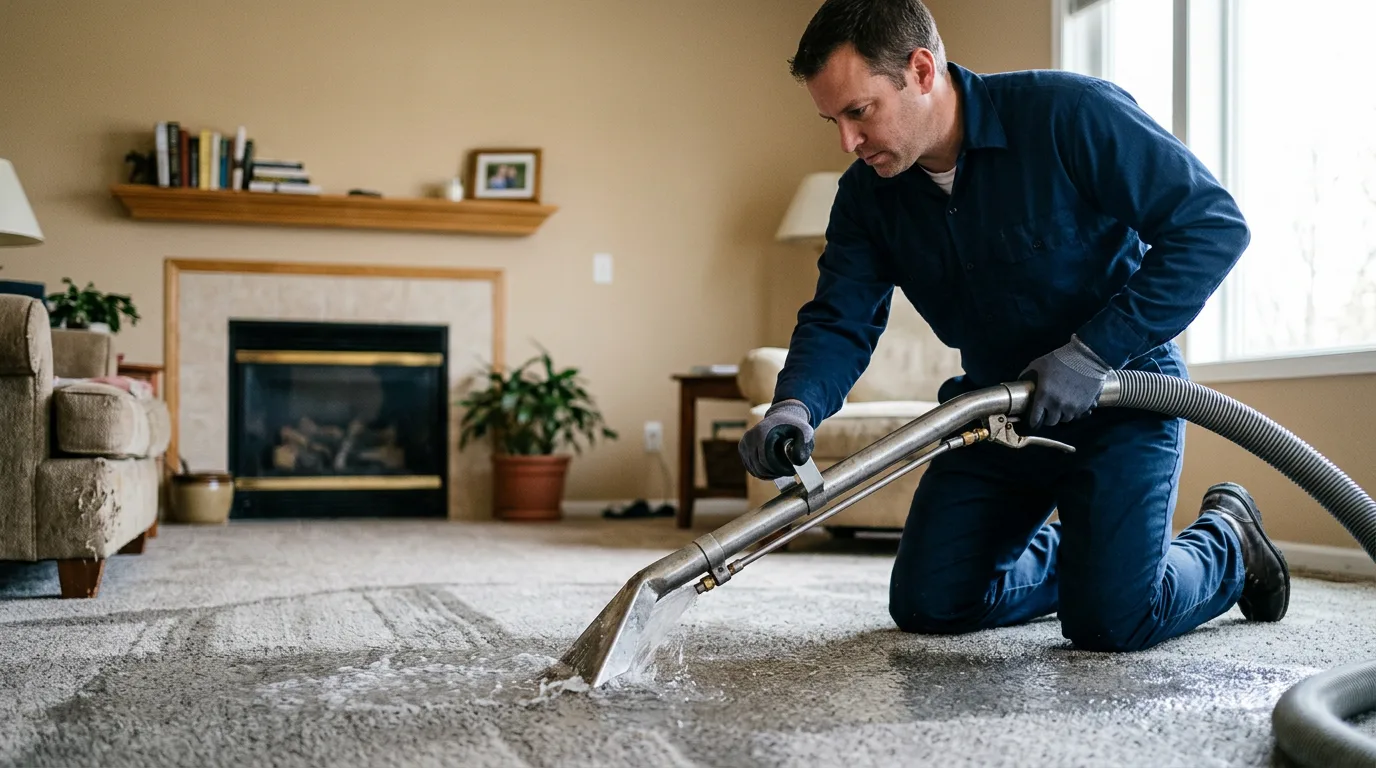 Water damage restoration technician working near King, NC